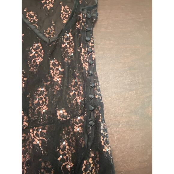Vintage Wet Seal Mesh Sequin Lace Button Side Dress (M) Whimsigoth Vamp Romantic - Picture 12 of 12